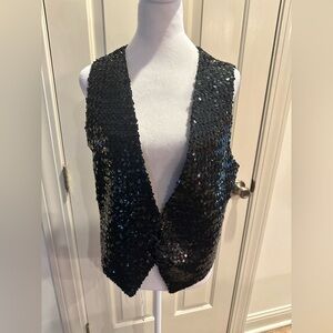 Chic Black Sequined Vest